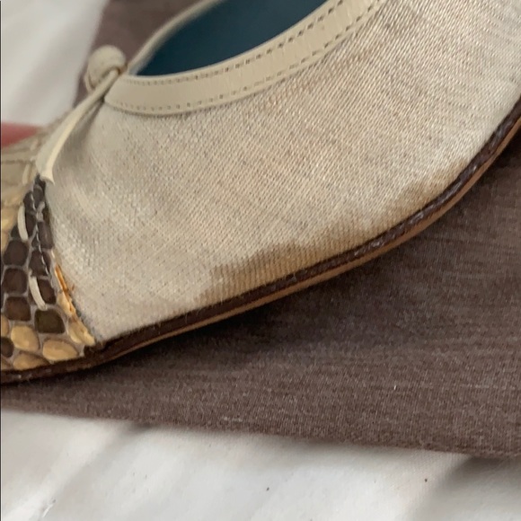 Lambertson Truex linen / Python skin shoes - Picture 7 of 8